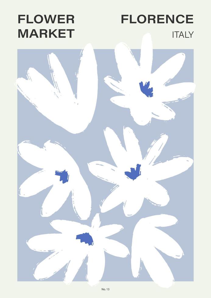 blomstermarknad affisch. abstrakt blommig illustration. botanisk väggkonst, vintage affisch estetik. vektor illustration