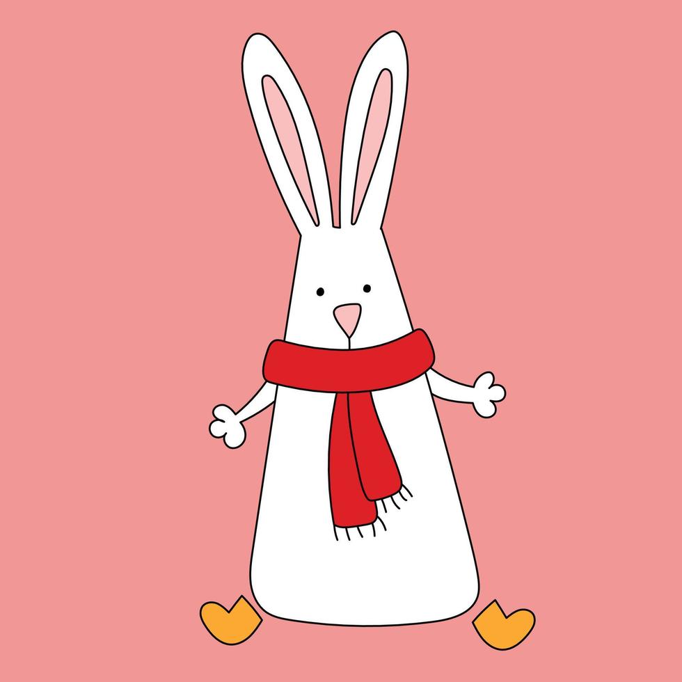 Kaninchensymbol von 2023. Kaninchen in einem Schal. Kalendervorlage. vektor