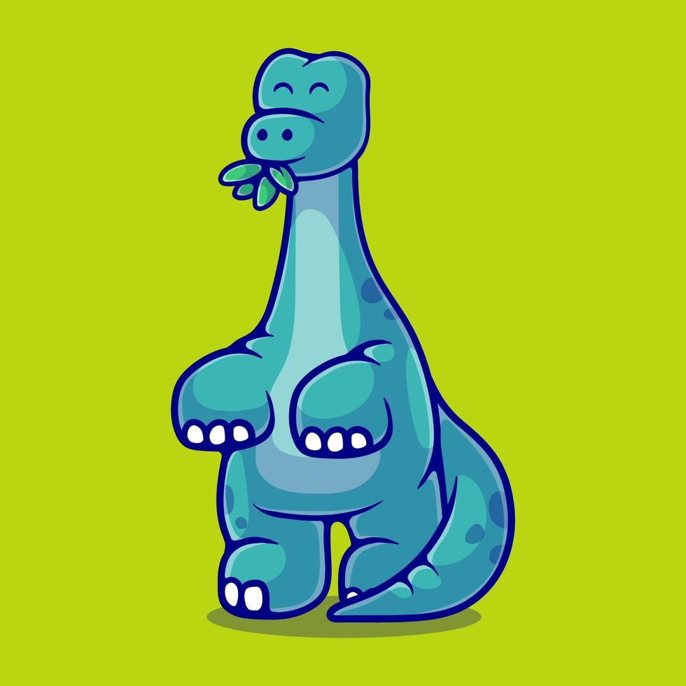 söt brontosaurus dinosaurieillustration lämplig för maskotklistermärke och t-shirtdesign vektor