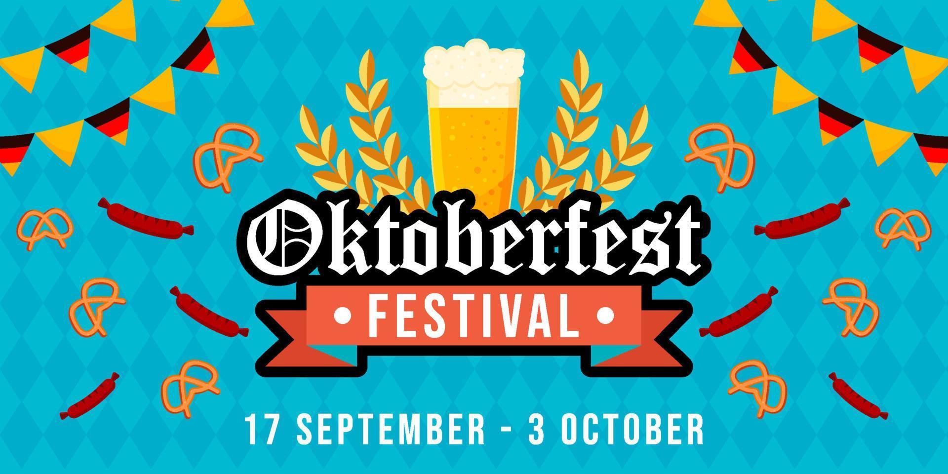 platt oktoberfest festival horisontella banner illustration vektor