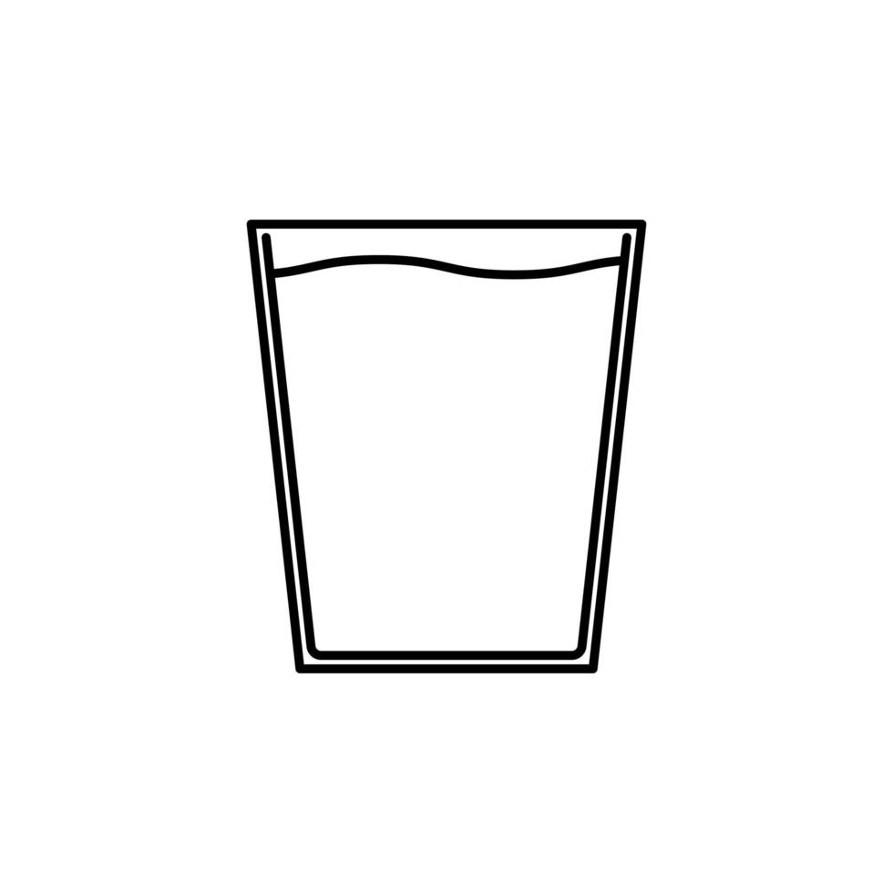 Symbol für die Glas- oder Tassenlinie. voll mit Wasser gefüllt. auf weißem Hintergrund. isoliert, einfach, Linien, Silhouetten und sauberer Stil. geeignet für Symbole, Zeichen, Icons oder Logos vektor