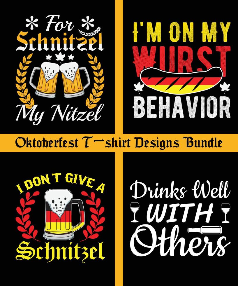 oktoberfest t-shirt designs bündel, vektorillustration, bierfest, t-shirt-druck, oktoberfest-designelemente, handgezeichnetes plakat für kneipen- oder barmenüdesign. vektor