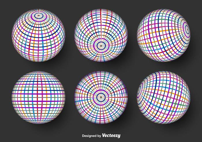 Färg Globe Grid Vector Ikoner