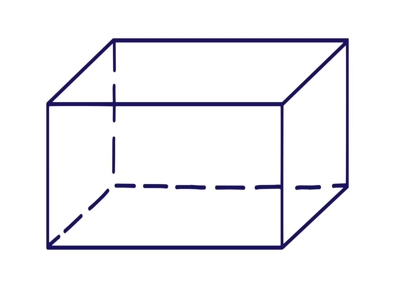 matematisk vektorillustration med geometrisk kubfigur, handskriven grafisk symbolritning. vektor