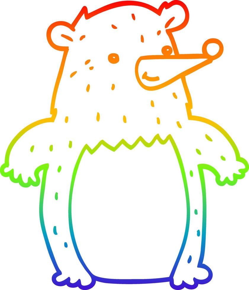 regnbågsgradient linjeteckning tecknad björn vektor