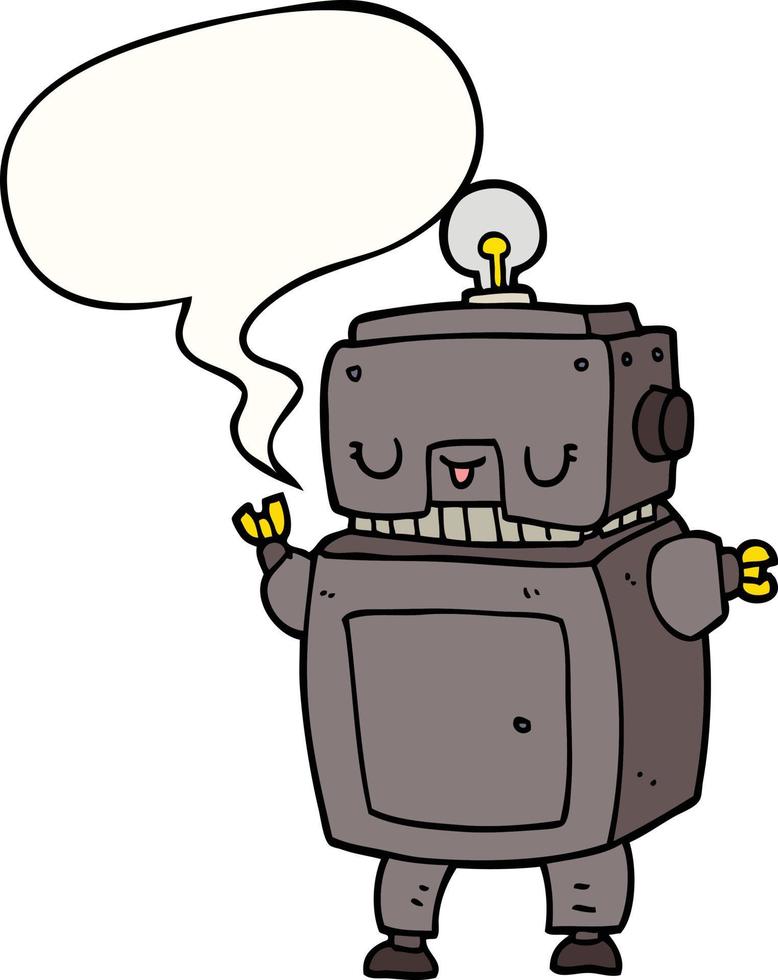Cartoon-Roboter und Sprechblase vektor