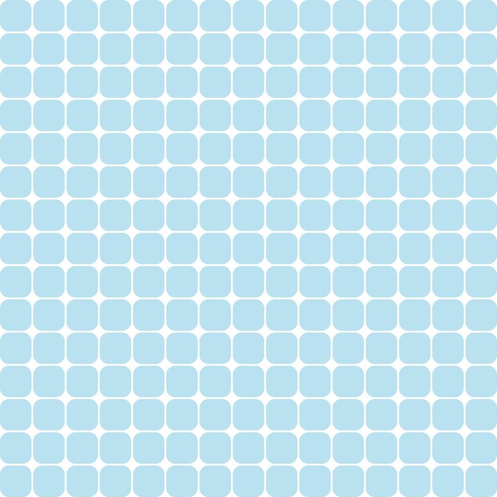 Nahtloses abstraktes Muster mit vielen geometrischen blauen Quadraten mit abgerundeten Kanten. Vektordesign. papier, stoff, stoff, stoff, kleid, serviette, druck, geschenk, hemd, bett, mädchen, junge, baby, himmelkonzept vektor