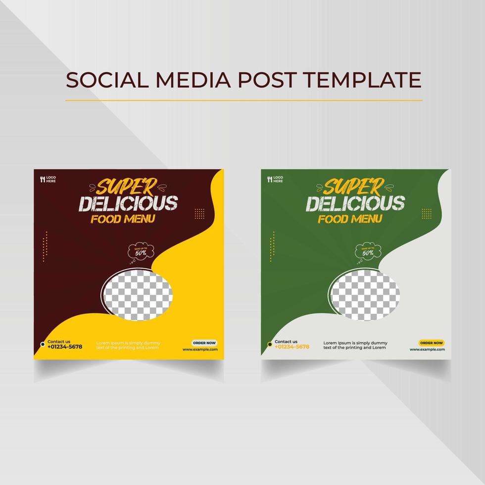 super leckeres Essensmenü Social Media Post Template Design vektor