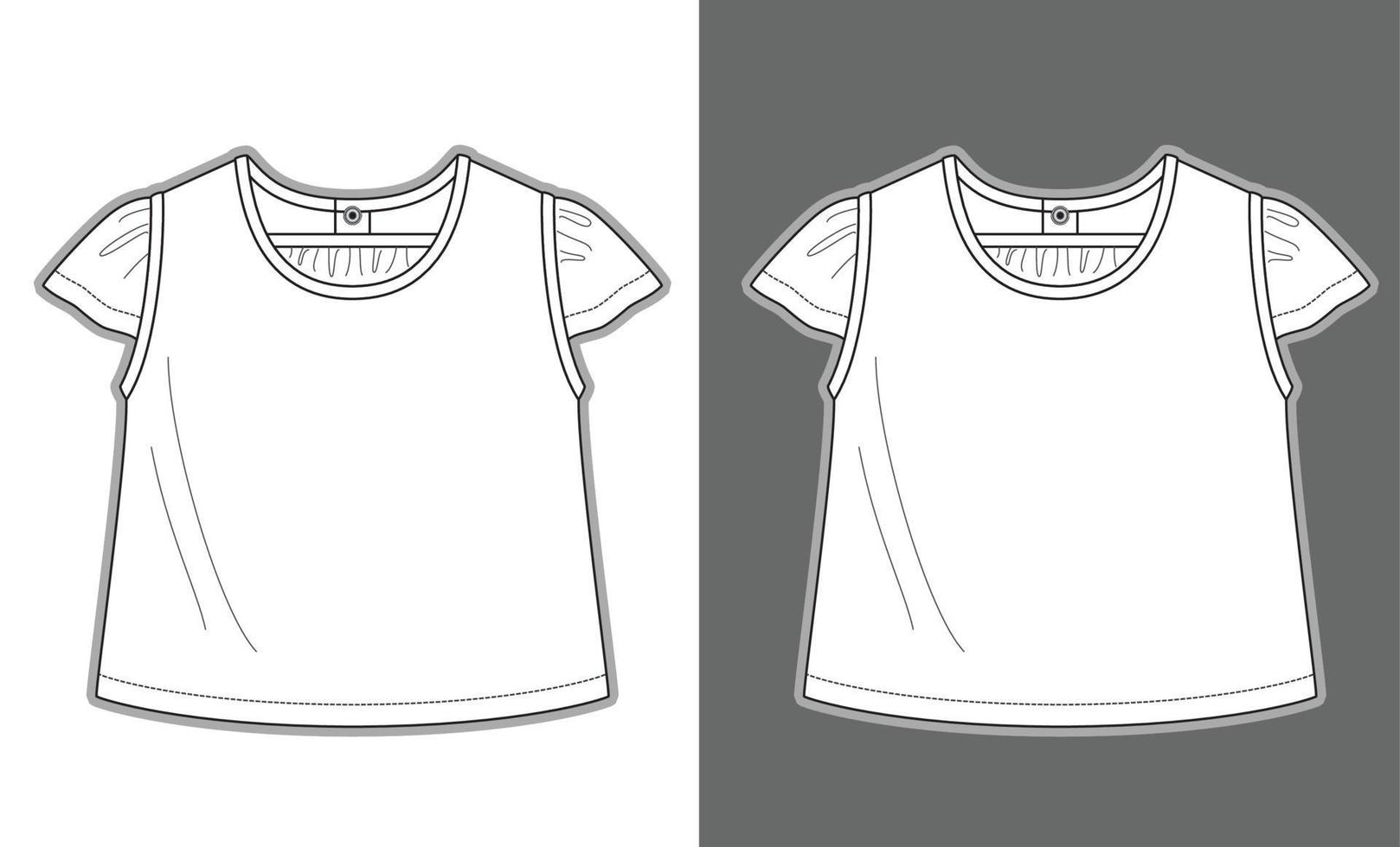 Kinder T-Shirt Kleidungsstück Skizze Modevorlage vektor