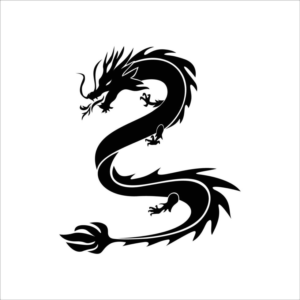 kinesisk drake siluett. mytologi varelse logotyp för ditt företag. vektor