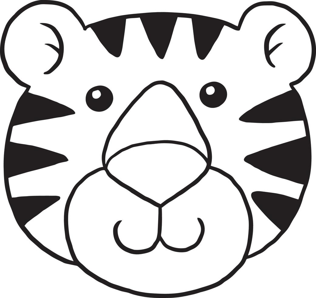 tiger djur tecknad doodle kawaii anime målarbok söt illustration ClipArt karaktär vektor