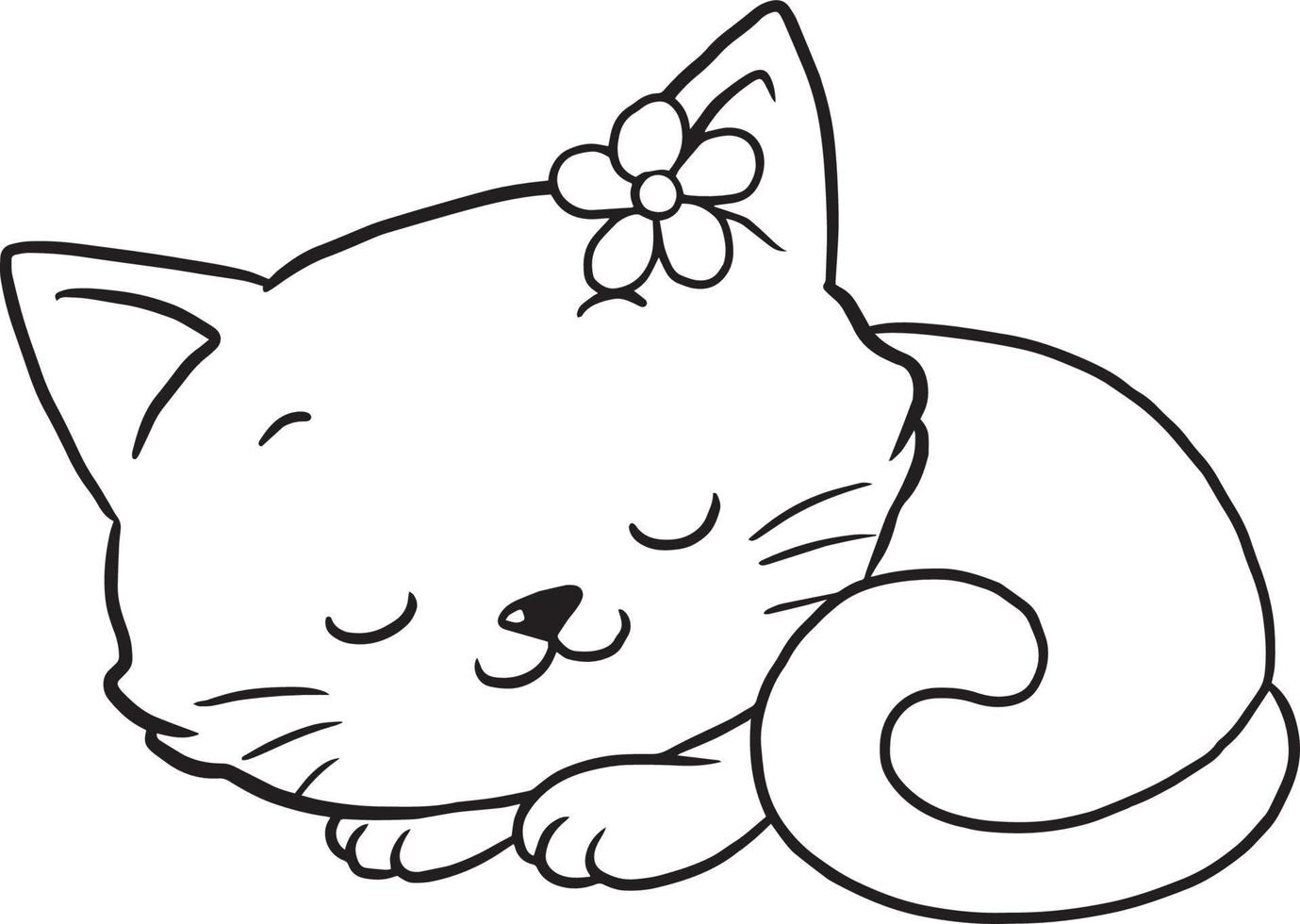 katt doodle tecknad kawaii anime söt målarbok vektor