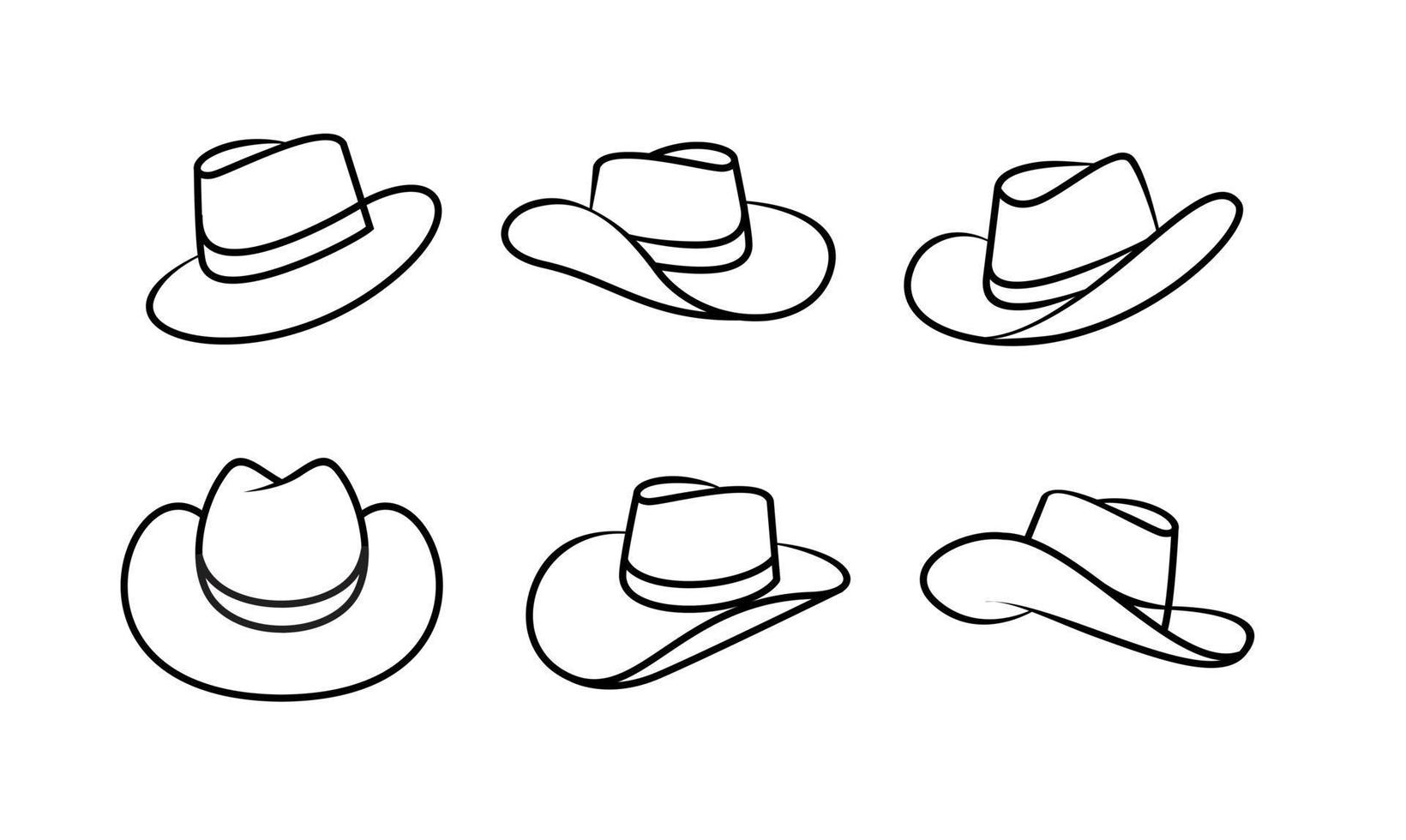 uppsättning linje cowboyhatt ikondesign vektor