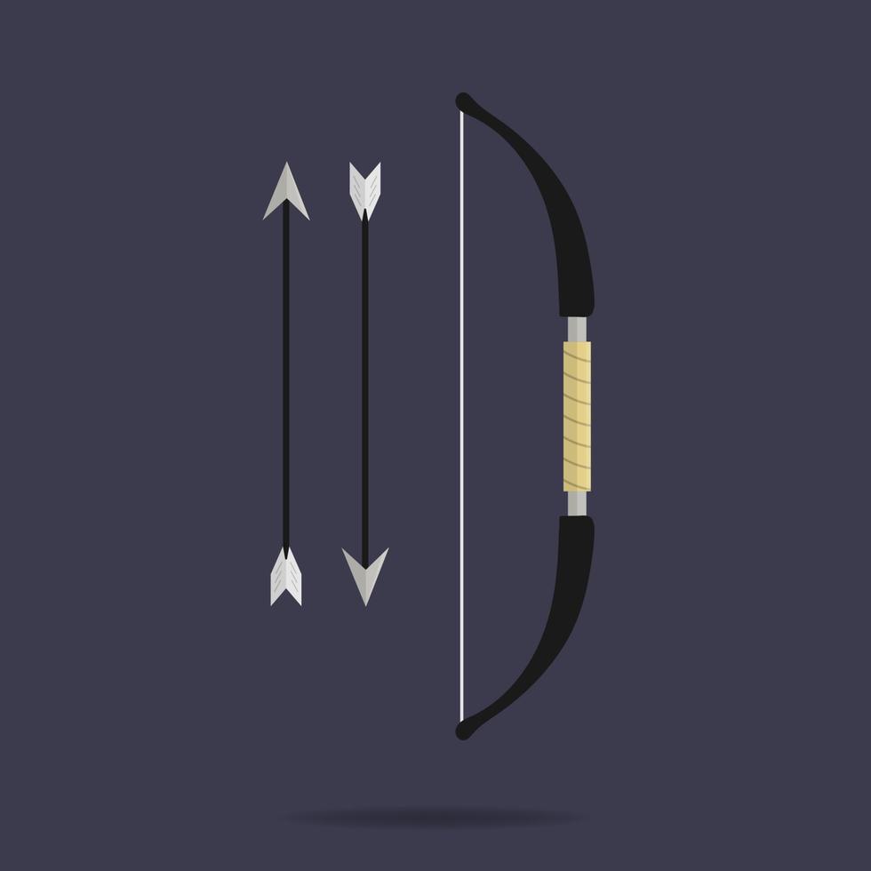 Pfeil und Bogen-Symbol. Bogenschießen Waffe. Ninja-Ausrüstung. Cartoon-Stil. saubere und moderne vektorillustration für design, web. vektor