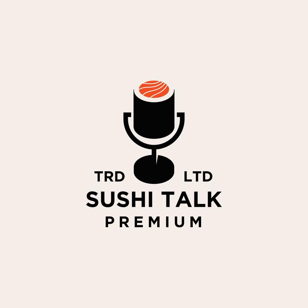 premium food sushi mic podcast-logotypdesign vektor