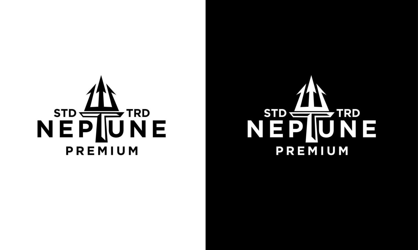 Dreizack Neptun anfängliches Vintage-Logo-Design vektor