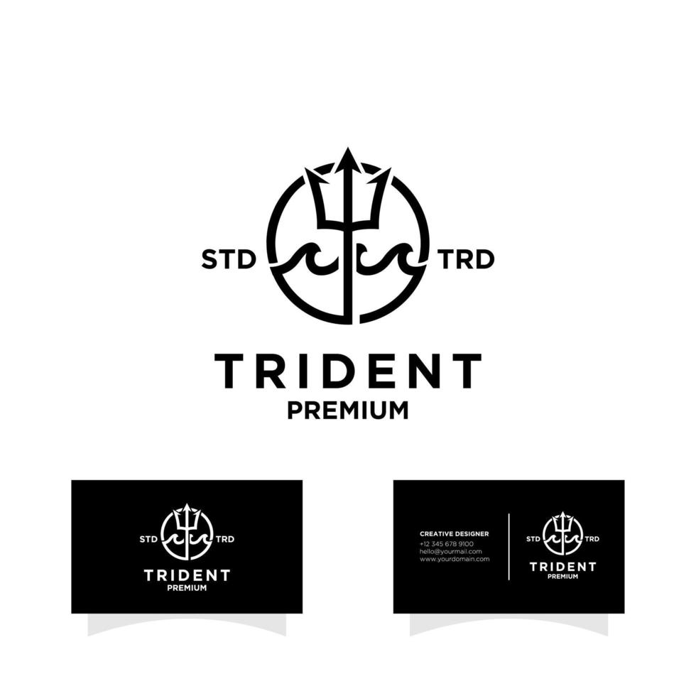 Trident havet vintage logotypdesign vektor