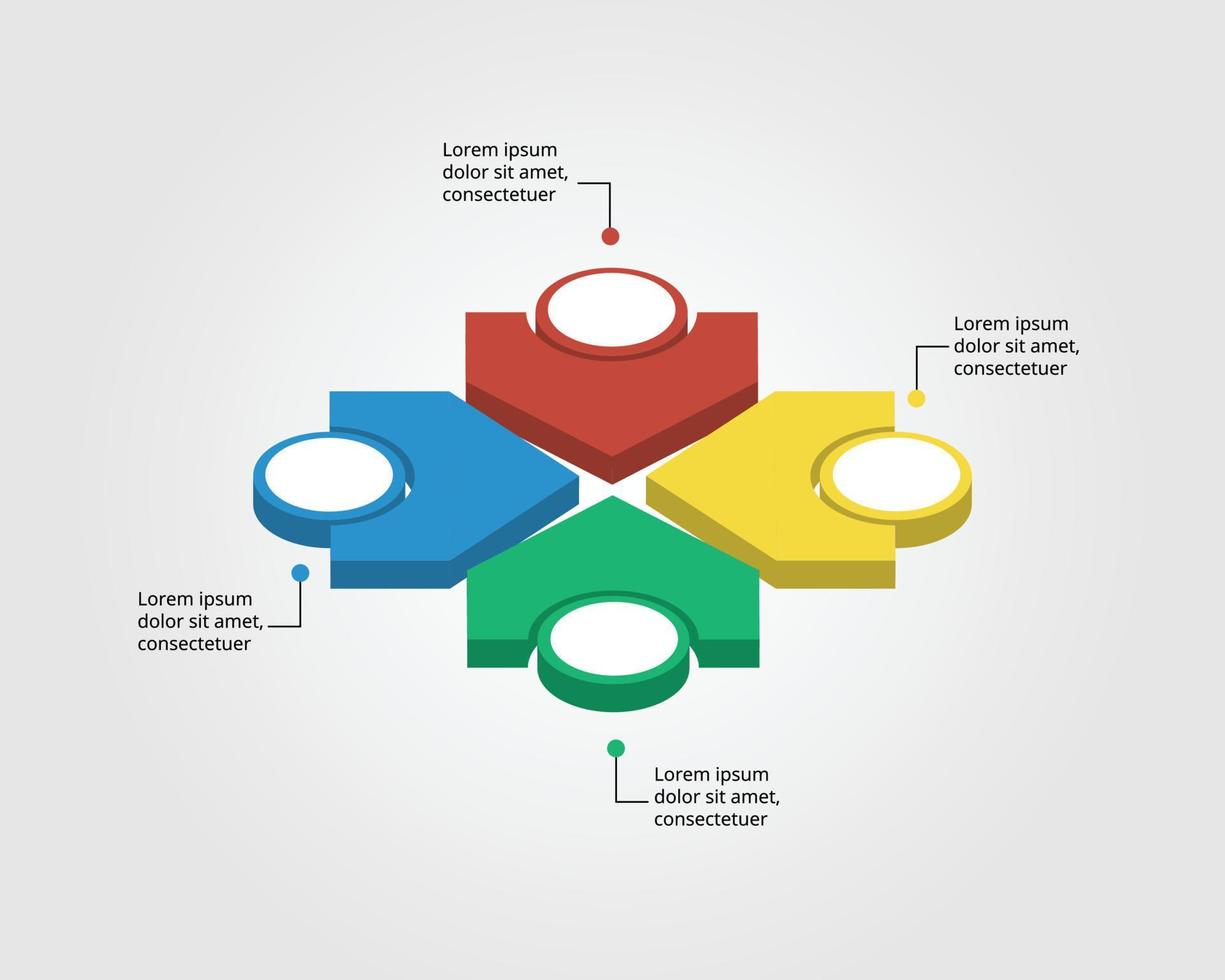 Pfeildiagrammvorlage für Infografik zur Präsentation für 4 Elemente vektor