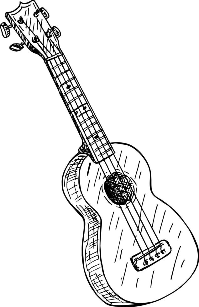 Ukulele. Gravur im Retro-Vintage-Stil. kleine ukulele für symbol. Ukulele für klassisches Musikspiel. kleine gitarre vektor