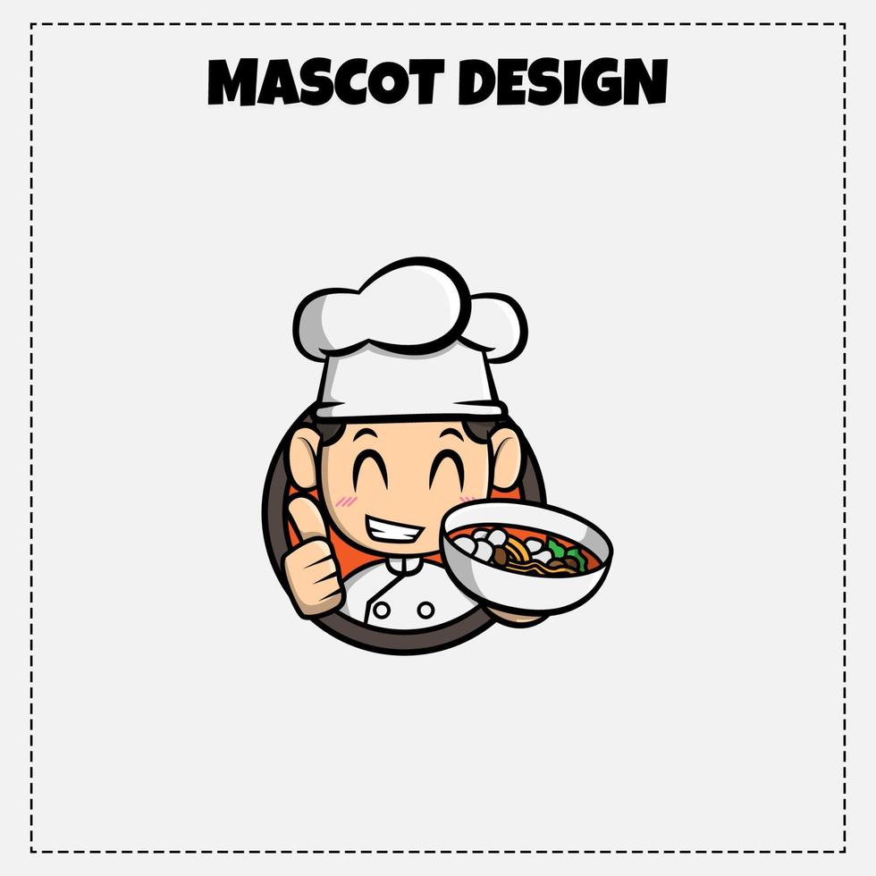 indonesisches traditionelles essen logo vektor seblak maskottchen illustrationsdesign