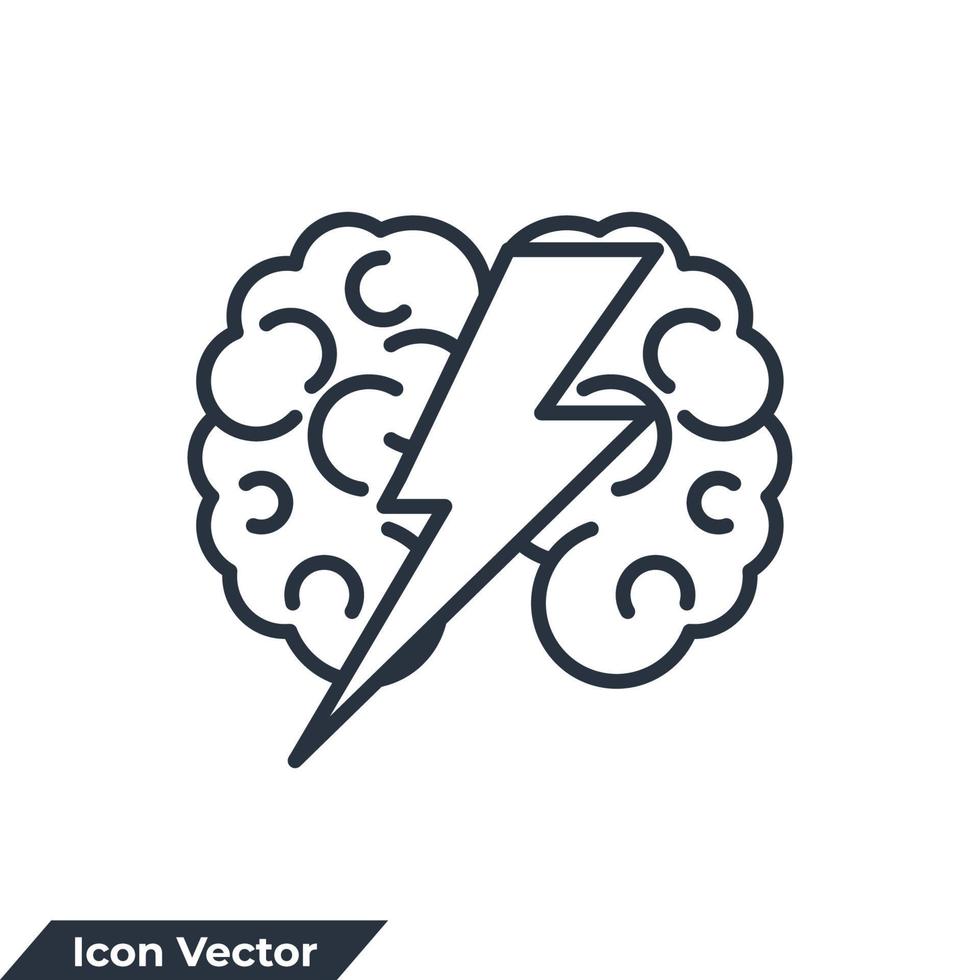 brainstorm ikon logotyp vektorillustration. hjärna med åska symbol mall för grafik och webbdesign samling vektor