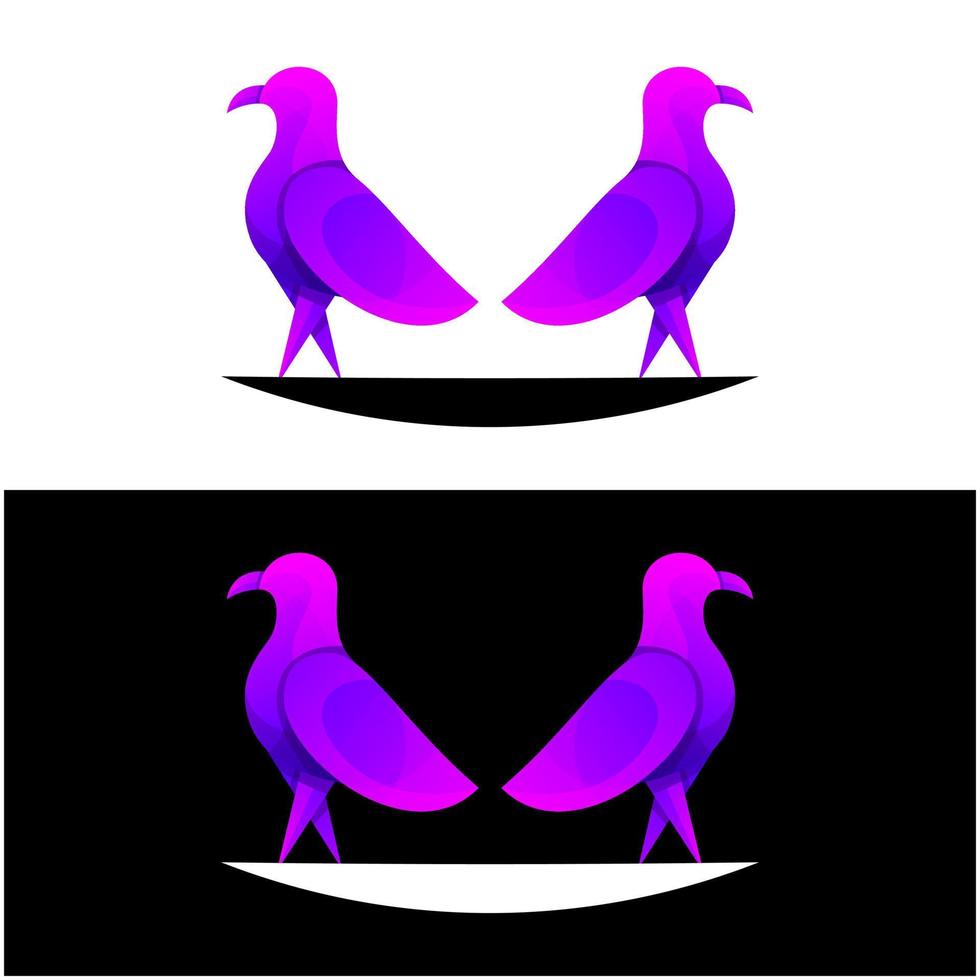 moderna två fåglar gradient logotypdesign vektor