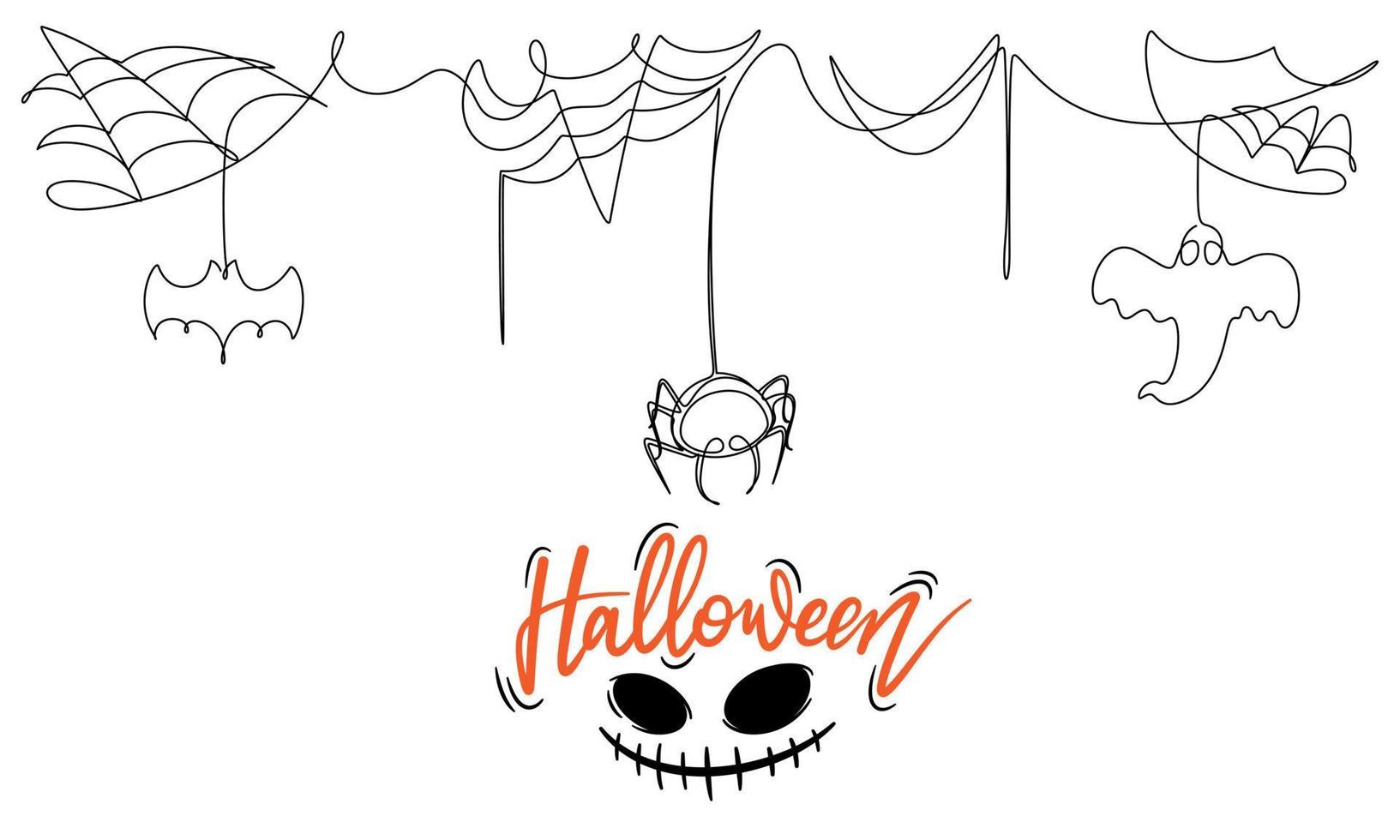 en rad ritning av skrämmande halloween fest dekoration vektorillustration vektor
