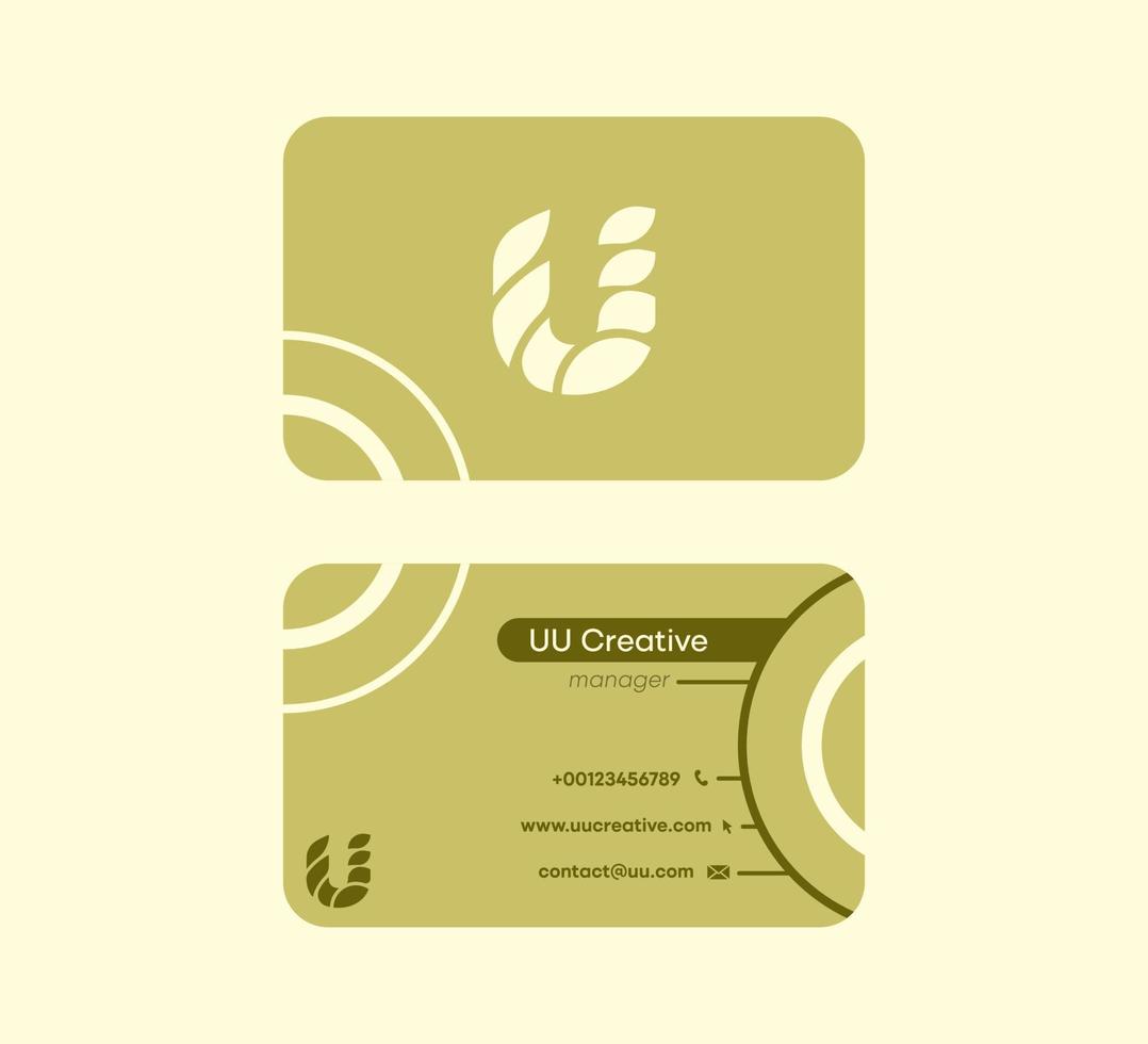 företagsvisitkort som börjar med bokstaven u. linjär original färgglada visitkort. fram- och baksida förgjord kortmall. vektor