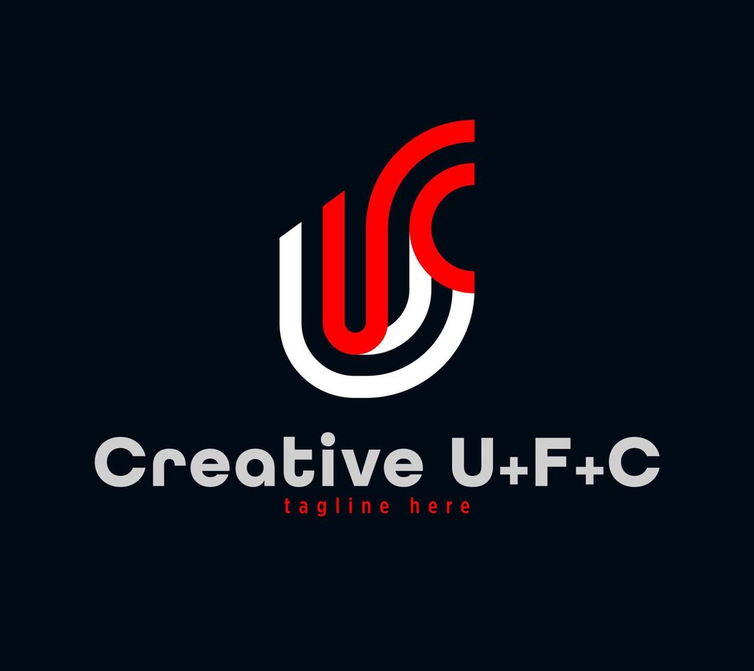 kreatives u-, f- und c-buchstabenkombinations-logo-design. linear animiertes Firmensportlogo. einzigartige kundenspezifische minimale Designschablonen-Vektorillustration vektor