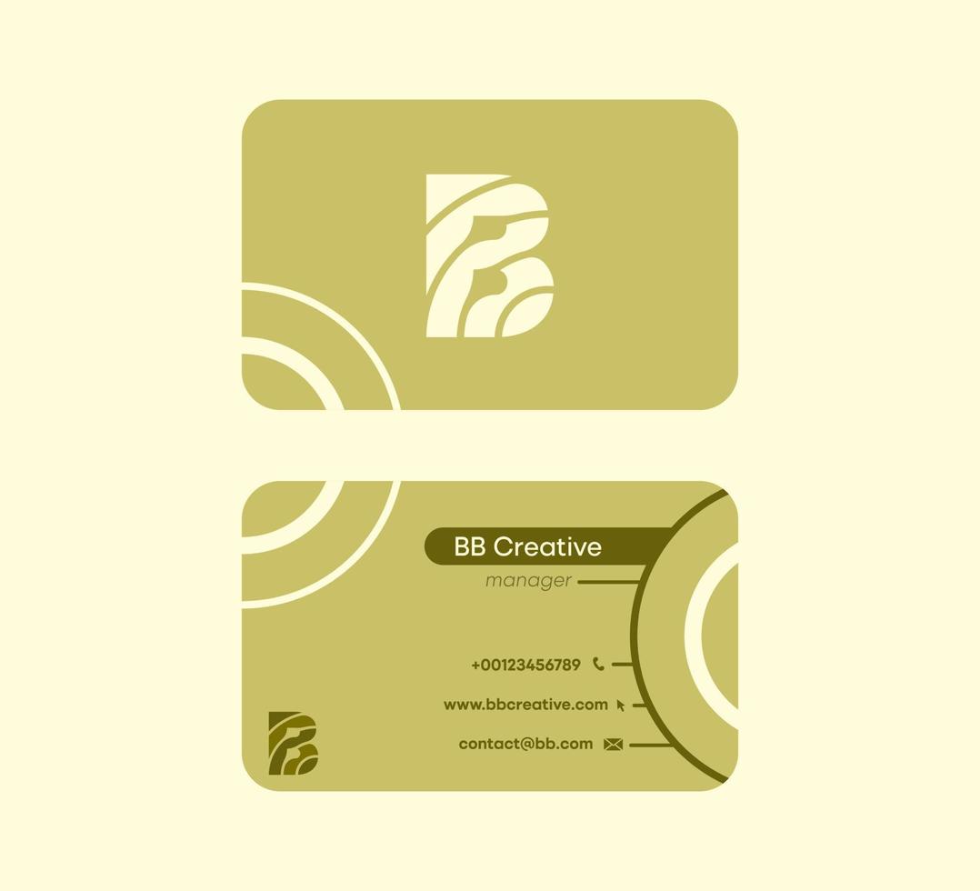 företagsvisitkort som börjar med bokstaven b. linjär original färgglada visitkort. fram- och baksida förgjord kortmall. vektor