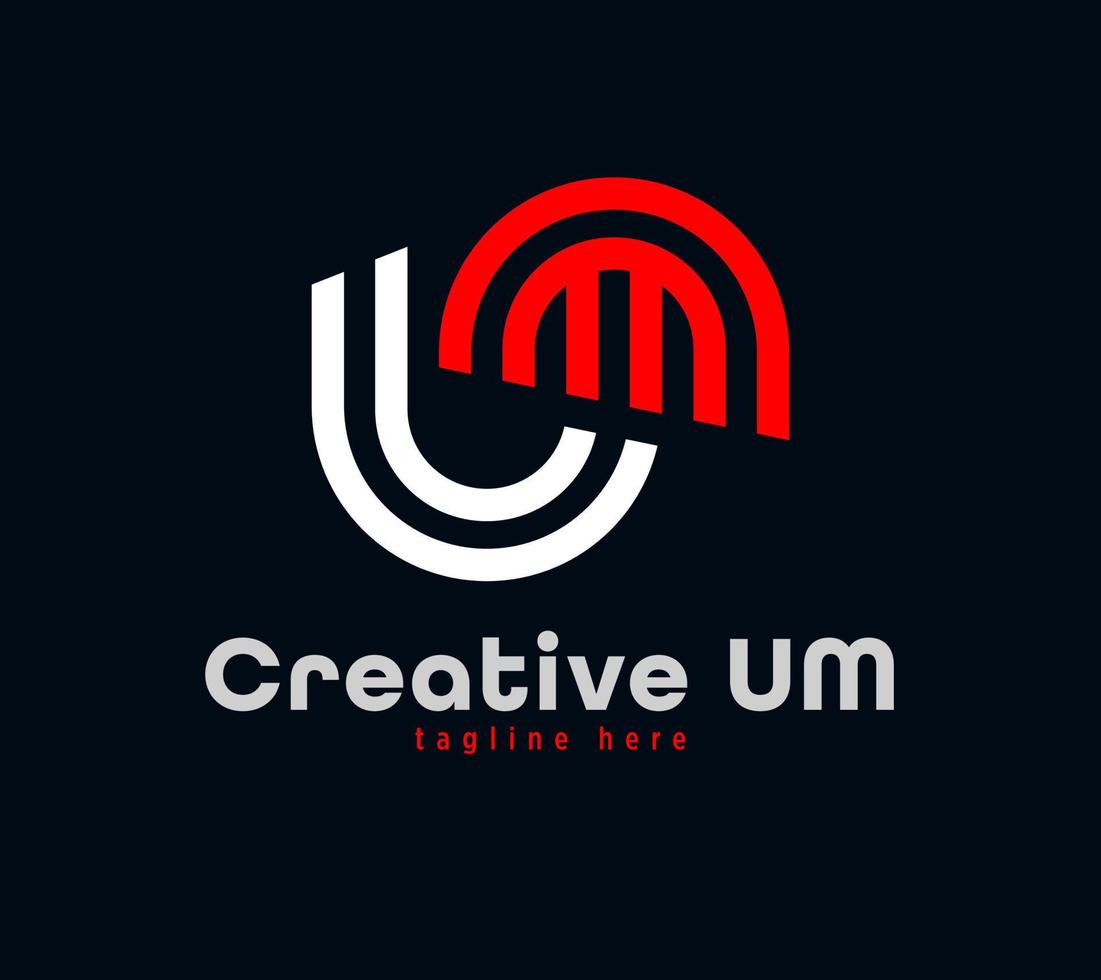 kreatives u-m-buchstabenkombinations-logo-design. linear animiertes Firmensportlogo. einzigartige kundenspezifische minimale Designschablonen-Vektorillustration. vektor