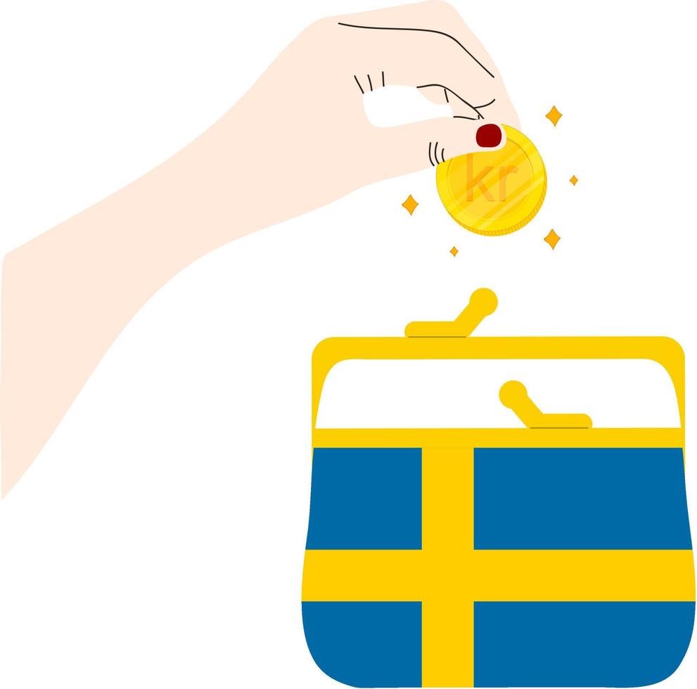 schwedische Flagge Vektor handgezeichnete Flagge, schwedische Krone Vektor handgezeichnet