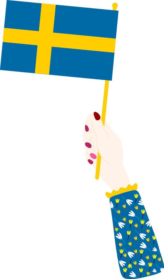 schwedische Flagge Vektor handgezeichnete Flagge, schwedische Krone Vektor handgezeichnet