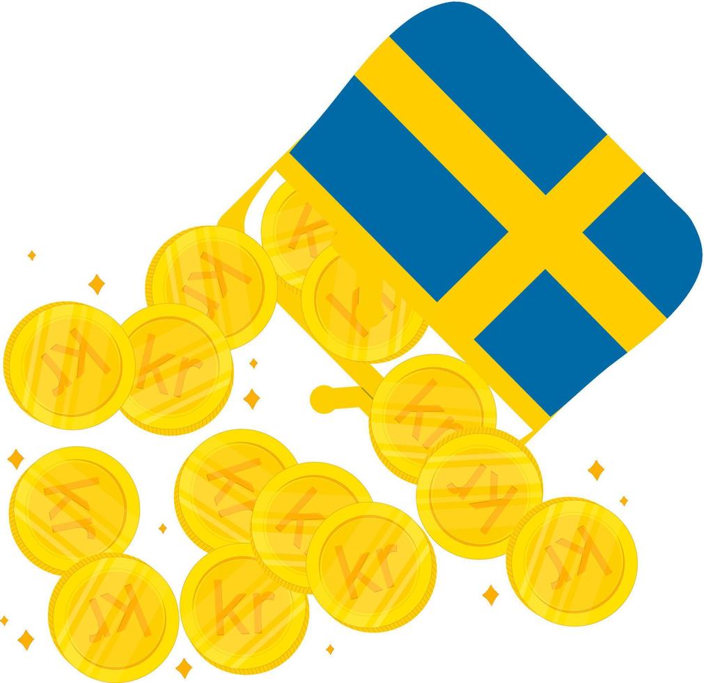 schwedische Flagge Vektor handgezeichnete Flagge, schwedische Krone Vektor handgezeichnet