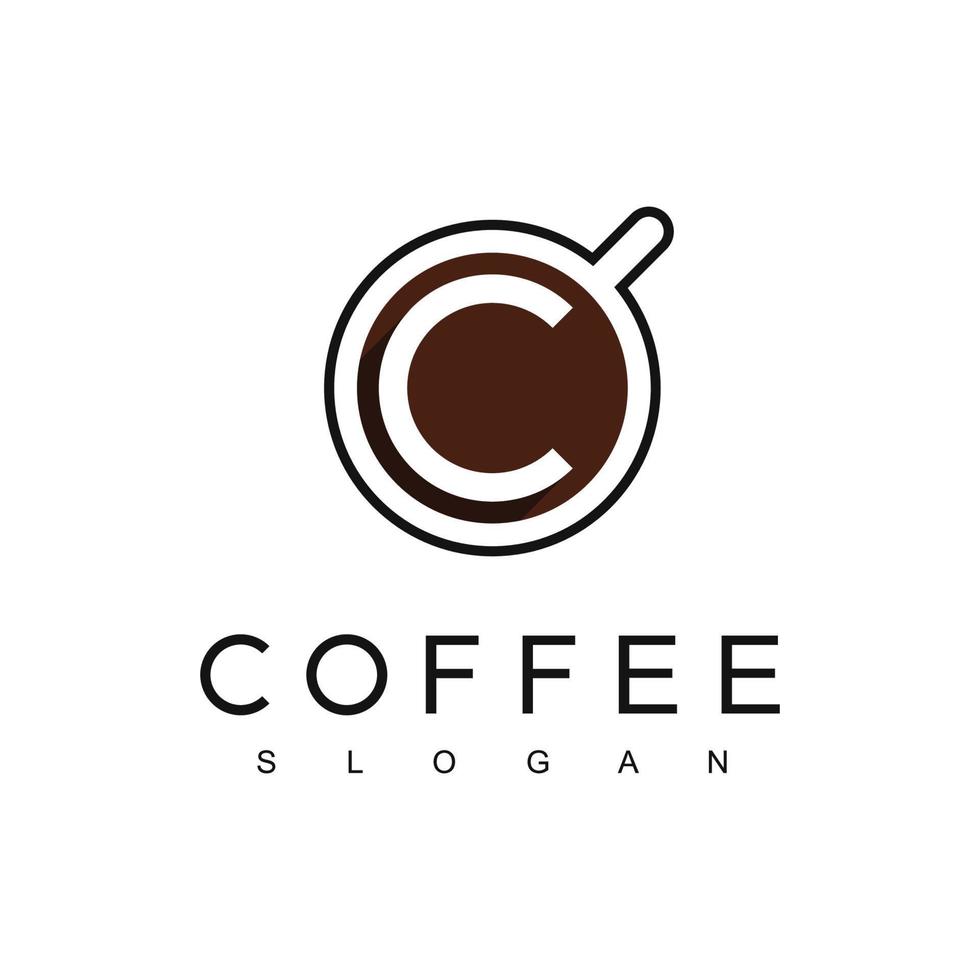 Kaffee-Logo-Design-Vorlage mit Vintage-Konzept-Stil. unter verwendung des buchstaben c und des bechersymbols für café- und cafégeschäfte vektor