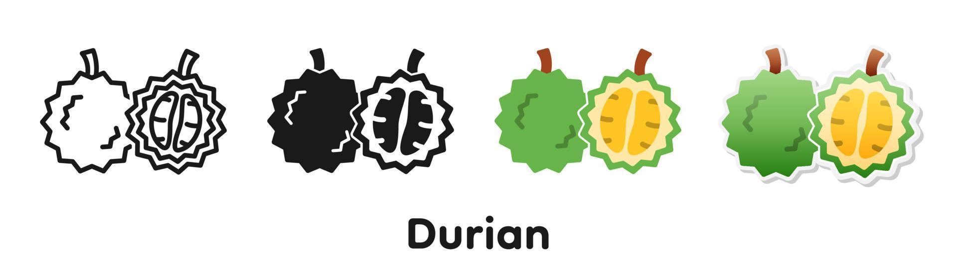 vektor ikonuppsättning av durian.