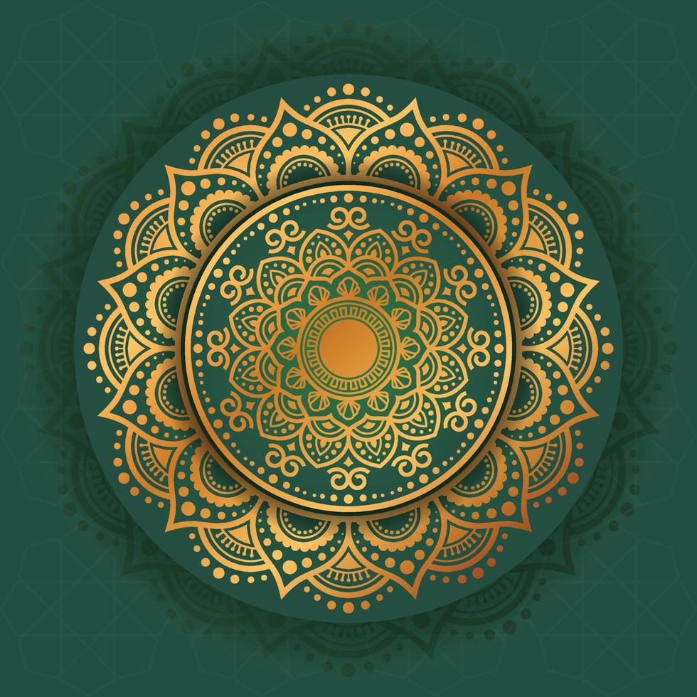 Luxuriöses goldenes Ziermandala-Hintergrundvektordesign. dekoratives mandala für tätowierung, mehndi, islamisches muster, ornament, kunst, henna, indisches muster, druck, plakat, cover, broschüre, flyer, banner vektor