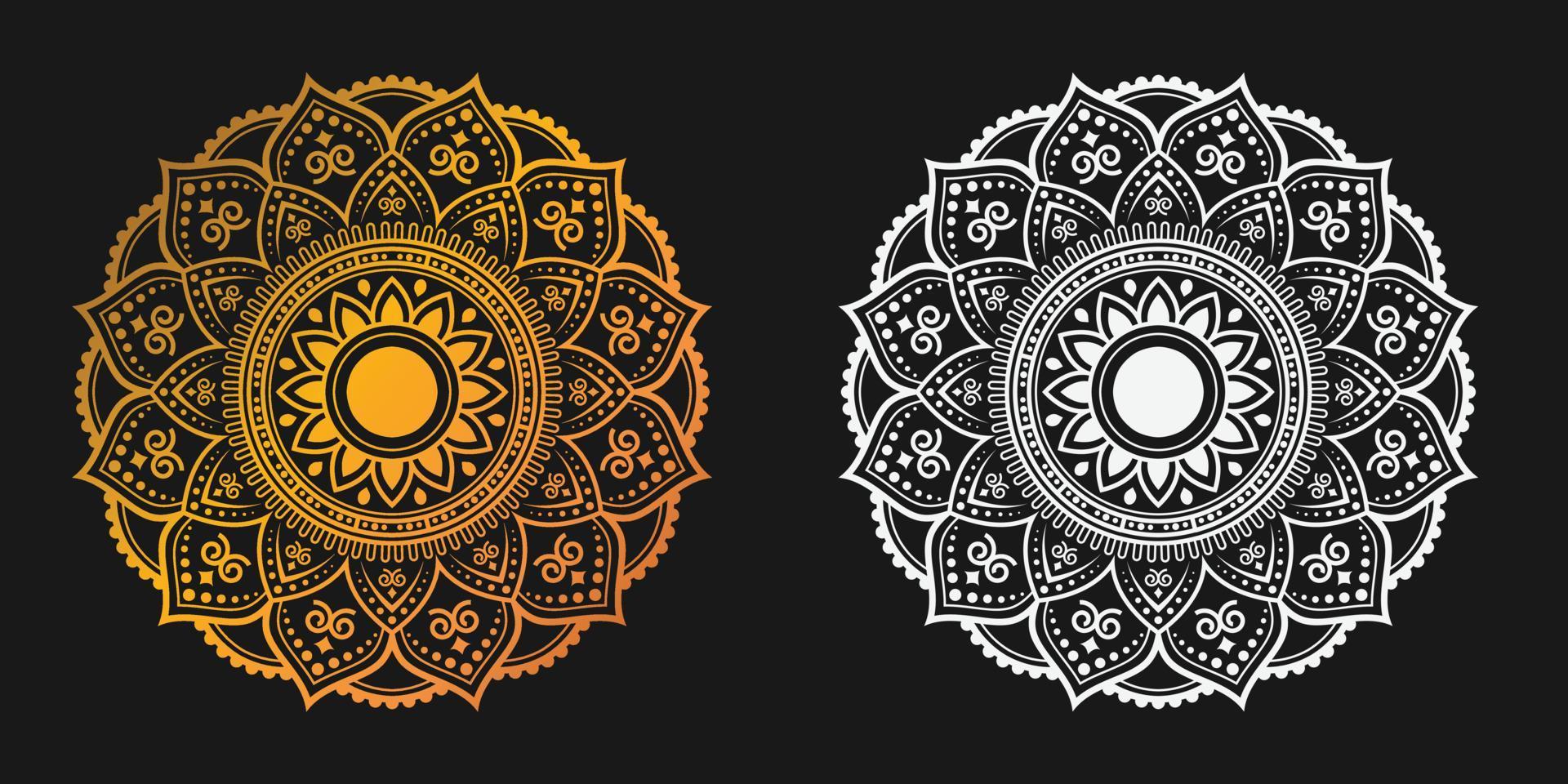 lyxig gyllene prydnadsmandala bakgrund vektor design. dekorativ mandala för tatuering, mehndi, islamiskt mönster, prydnad, konst, henna, indiskt mönster, tryck, affisch, omslag, broschyr, flygblad, banderoll