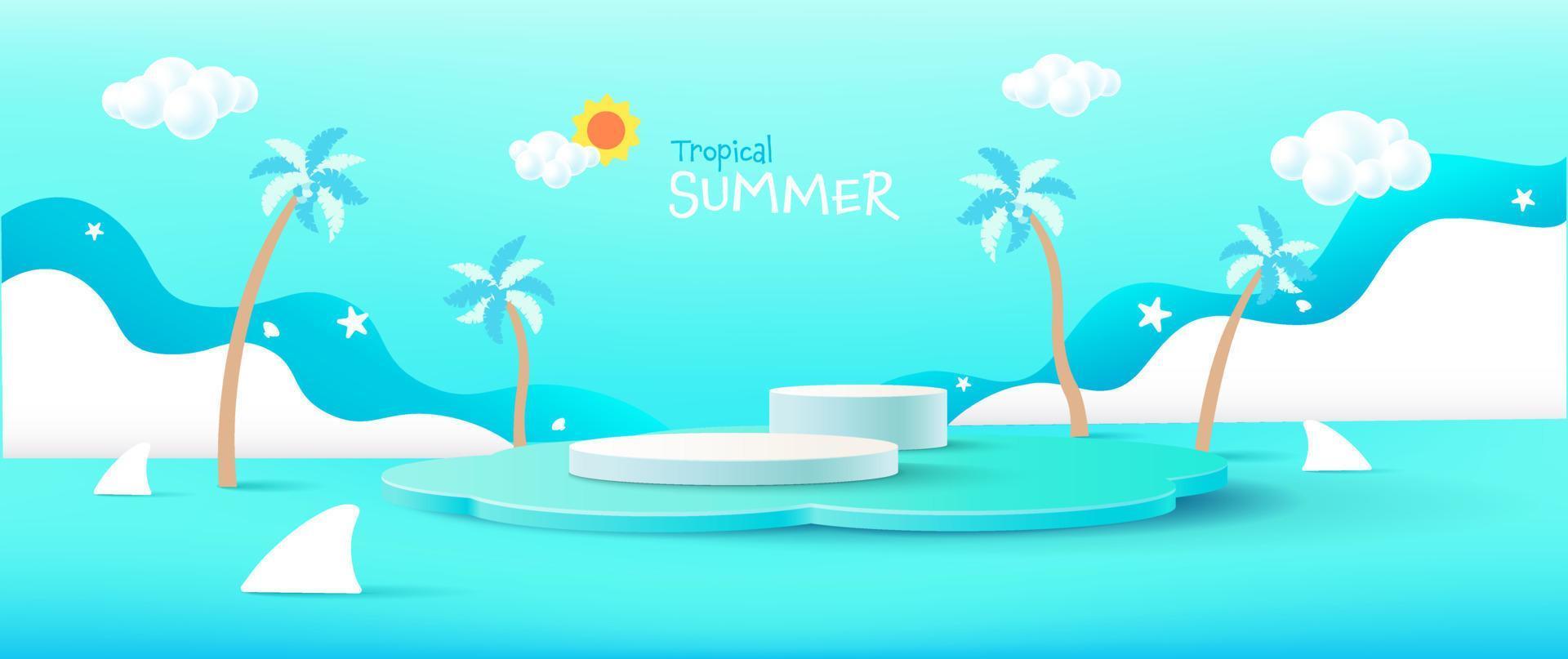 Vektor Sommer Urlaub Hintergrund. moderner minimalistischer hintergrund, designvorlage für produktpräsentation