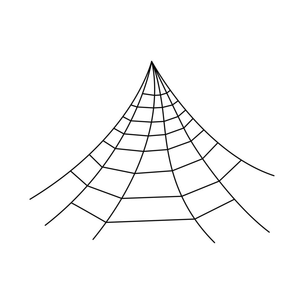 hängendes Spinnennetz isoliert auf weißem Hintergrund. Halloween-Spinnennetz-Element. Spinnennetz-Linienstil. Vektorillustration für jedes Design. vektor