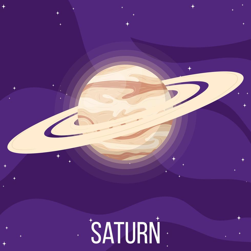 Saturn-Planet im Weltraum. buntes universum mit saturn. Cartoon-Stil-Vektor-Illustration für jedes Design. vektor