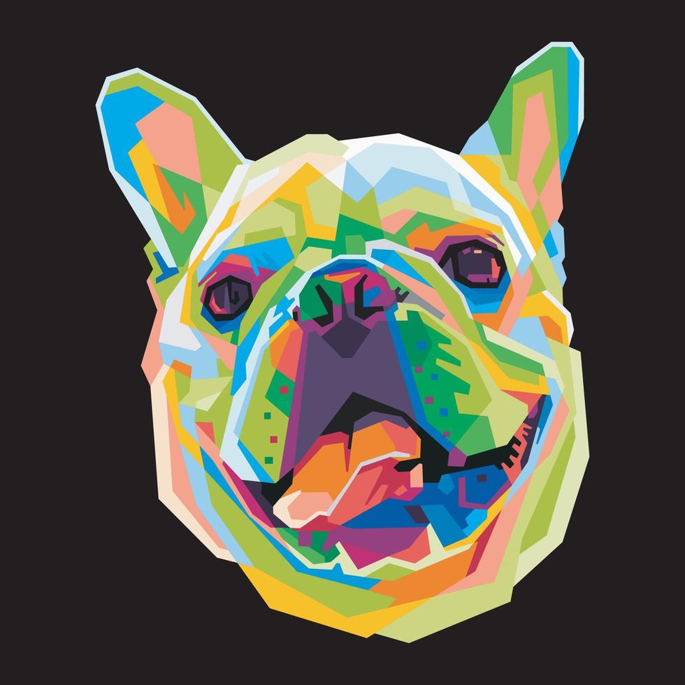 bunter Hundekopf mit coolem Hintergrund im Pop-Art-Stil. vektor