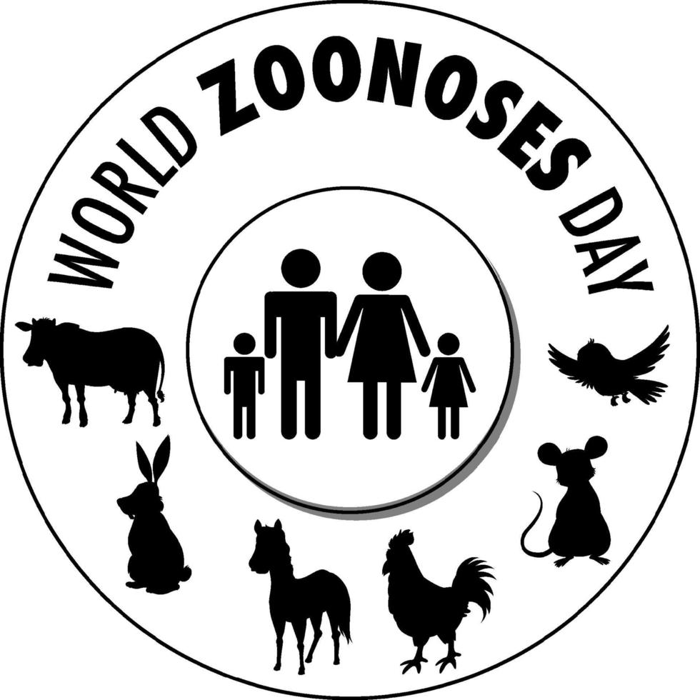 världens zoonoser dag banner siluett design vektor