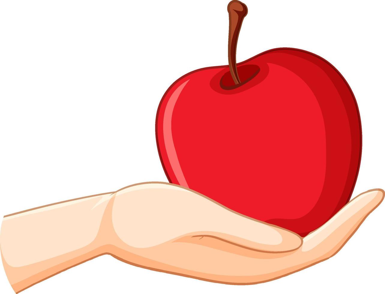 roter Apfel in der Hand isoliert vektor