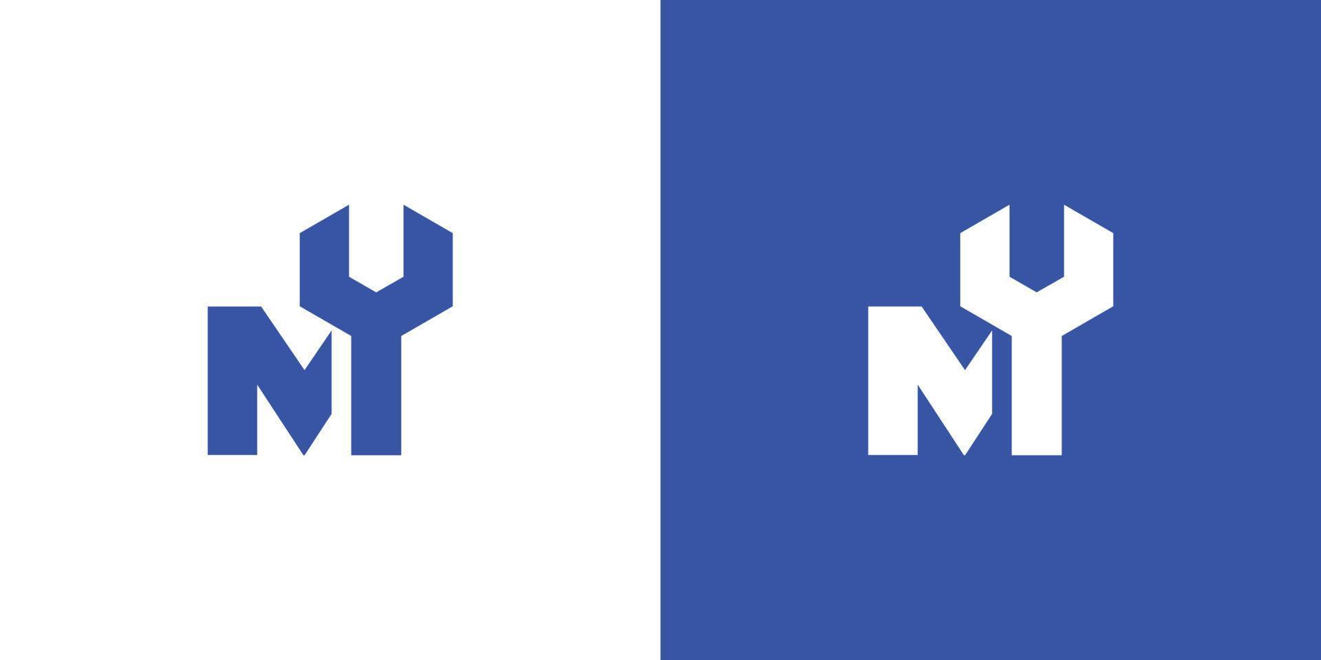 unik och modern inledande bokstav m mekanisk logotypdesign vektor