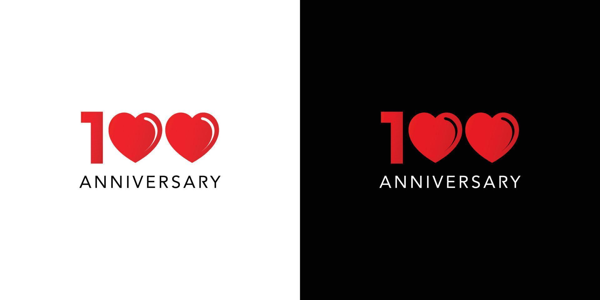 modern och professionell logotypdesign för 100 kärleksjubileum vektor