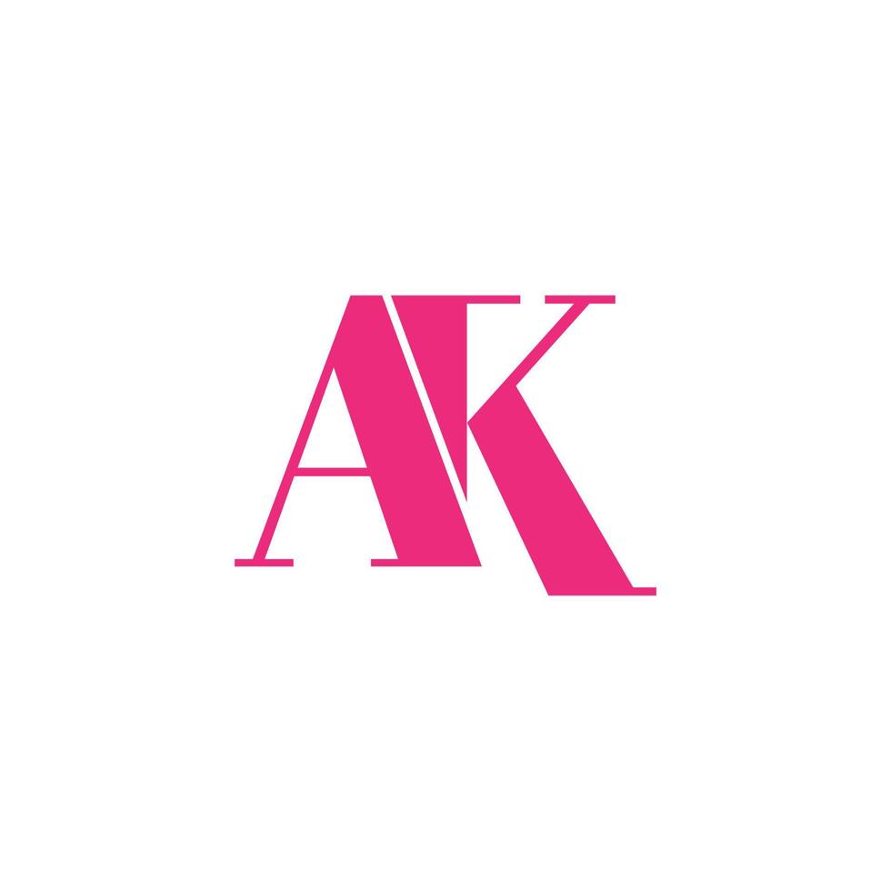 bokstav ak logo design. ak logotyp rosa färg vektor gratis vektor mall.