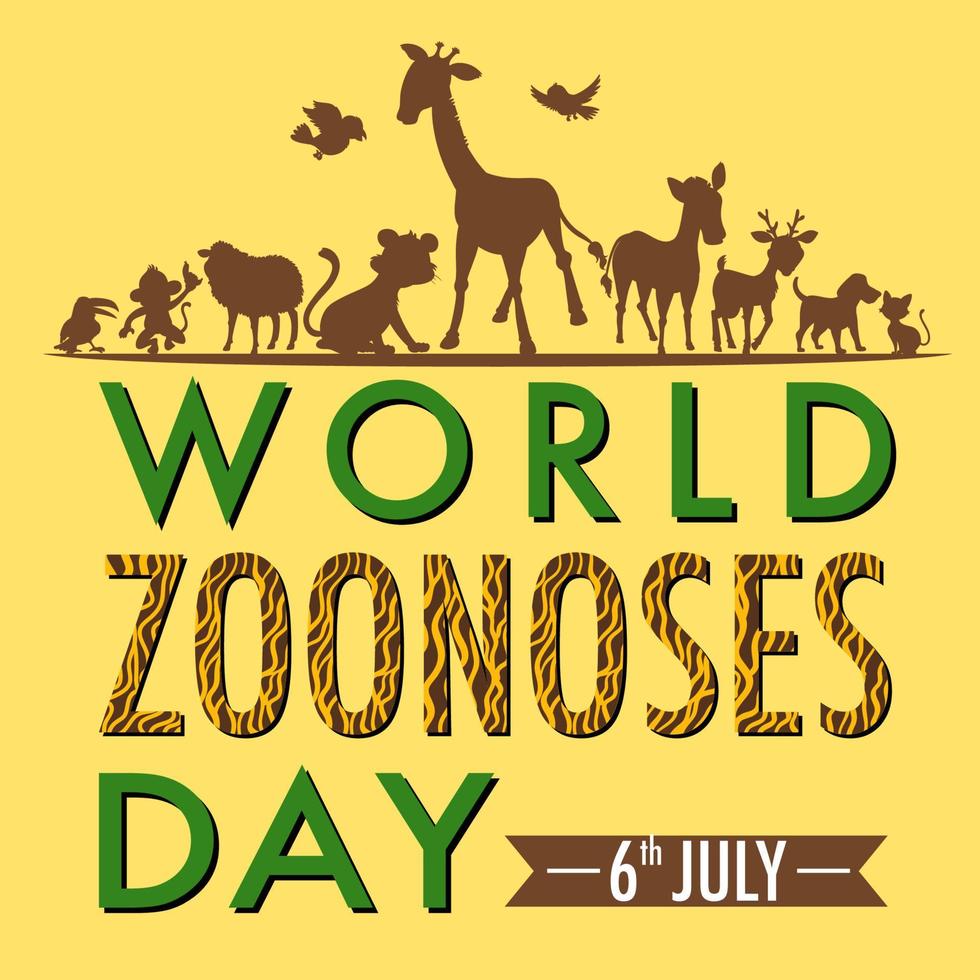 Cartoon-Poster zum Welttag der Zoonosen vektor