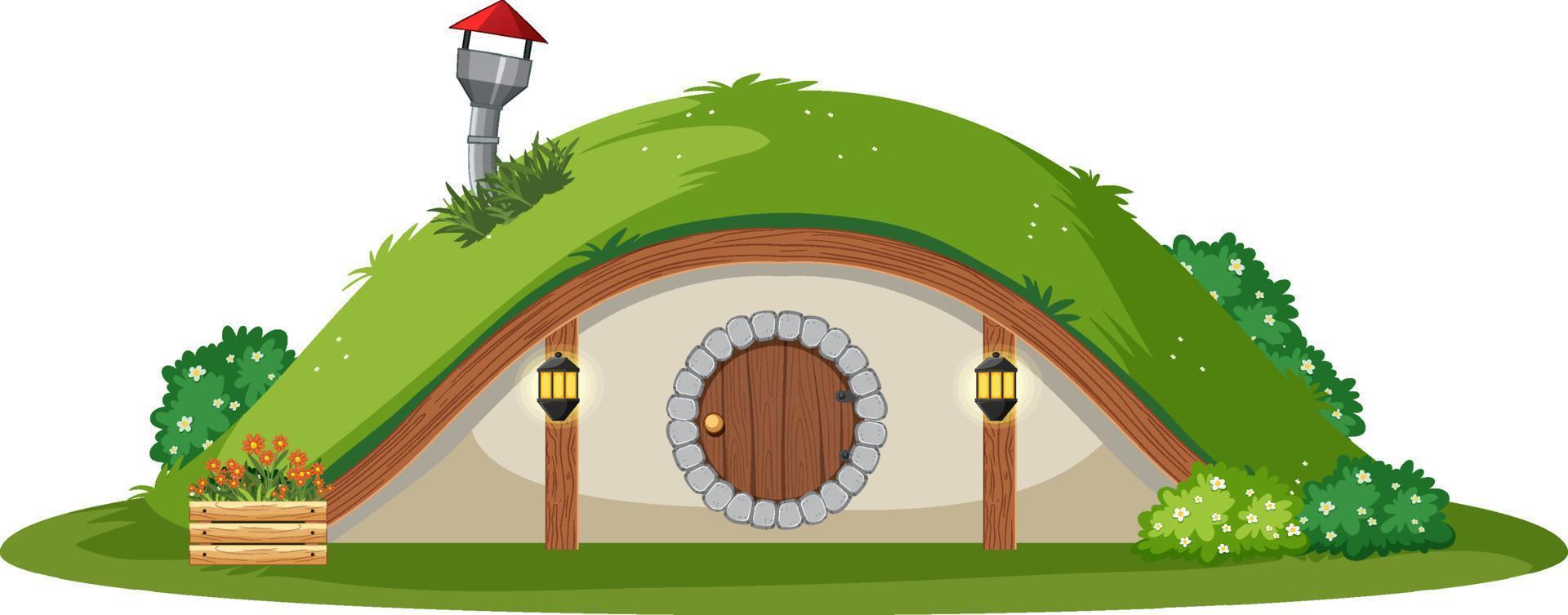 hobbit hus isolerad på vit bakgrund vektor