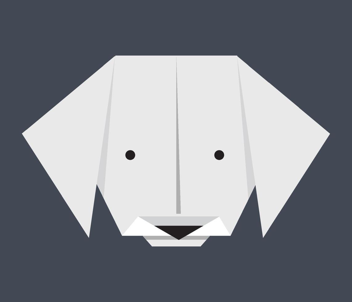 enkel hund origami på grå bakgrund vektor